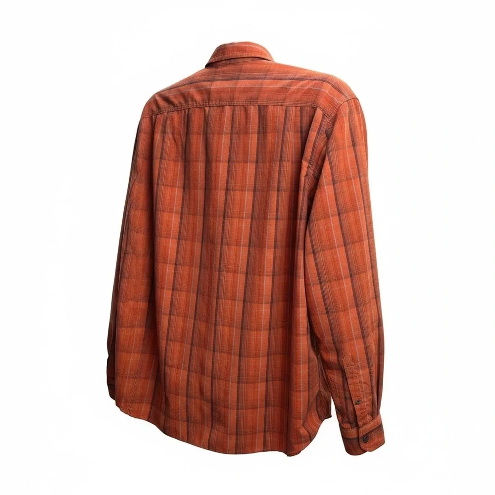 Eddie Bauer Men's Rust Plaid Button Down Shirt - Picture 2 of 7